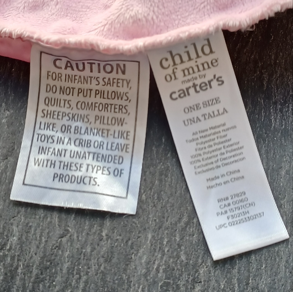 ✓Carters Teddy Bear Holding Pink Blanket Lovey Baby Security Satin Soft Plush - Picture 5 of 7